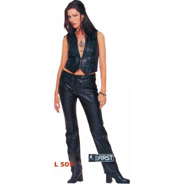 First L505 Кожаные брюки на шнуровке, женские, черный