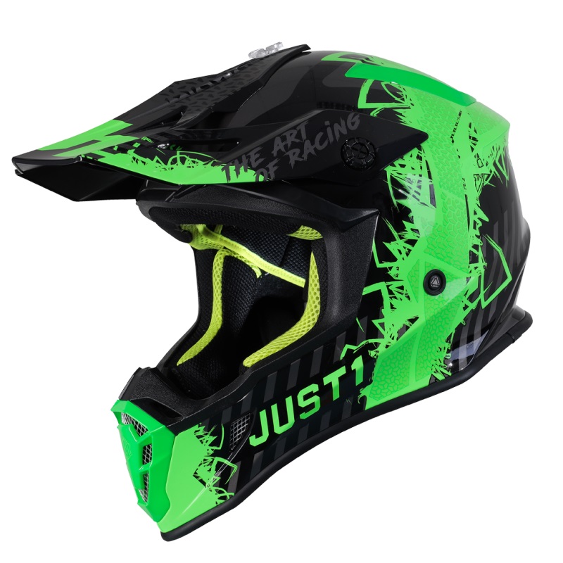 Just1 J38 Mask шлем кроссовый, зелено-серо-черный
