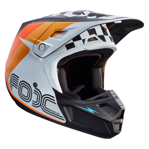 Fox Racing V2 Rohr White шлем кроссовый, бело-оранжево-голубой