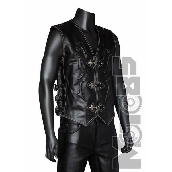 First V704 Жилет кожаный мужской с драконом