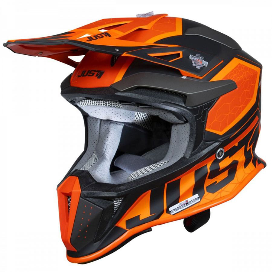 Just1 J18 Hexa Orange Titanium Black шлем кроссовый