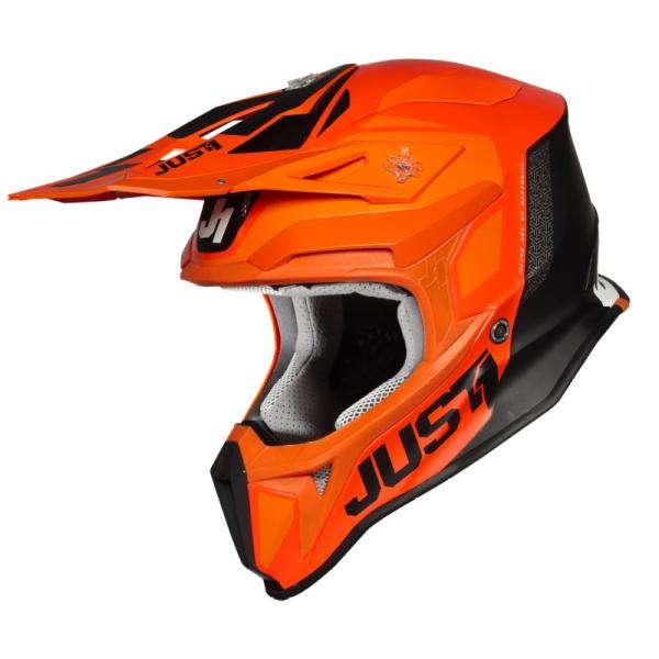 Just1 J18 Pulsar Orange-White-Black Gloss шлем кроссовый