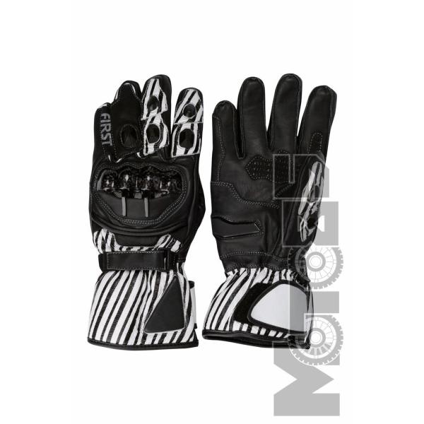 First M03 Racer Gloves мотоперчатки кожаные с защитой, город, черно-белый