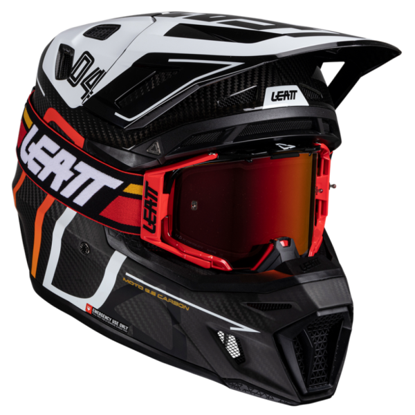 Leatt Kit Moto 9.5 Carbon V25 Black/White шлем кроссовый + Velocity 6.5 мотоочки