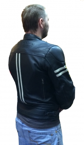 First Vintage Кожаная мужская мотокуртка, черный