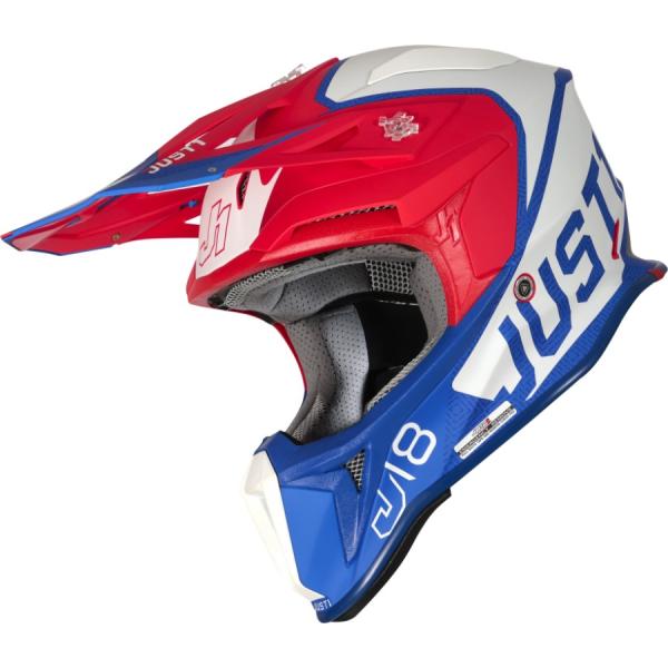 Just1 J18 Vertigo шлем кроссовый, сине-бело-красный матовый