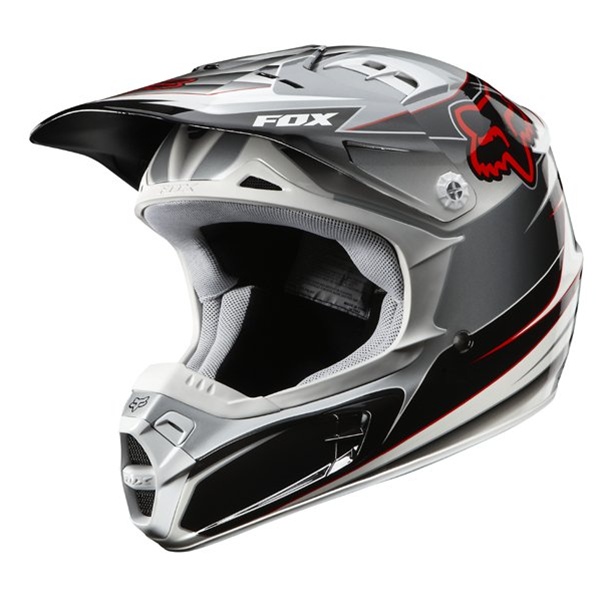 Шлем Fox Racing V2 Race, бело-черно-серый.