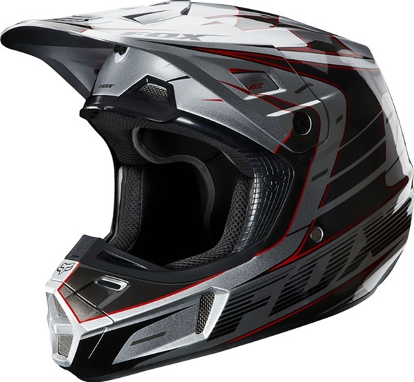 Шлем Fox Racing V2 Race, черно-серебристый