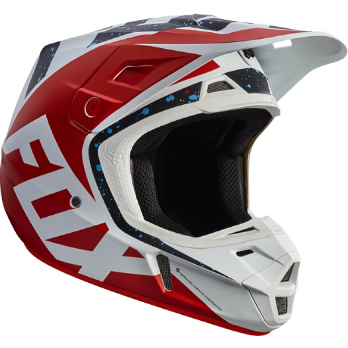 Fox Racing V2 Nirv шлем кроссовый, бело-черно-красный