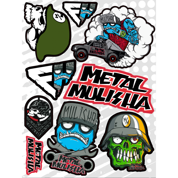 Набор наклеек А4 Metal Mulisha на светлом фоне Набор наклеек А4 Metal Mulisha на светлом фоне