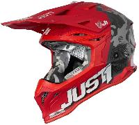 Just1 J39 Kinetic шлем кроссовый, серо-красный камуфляж