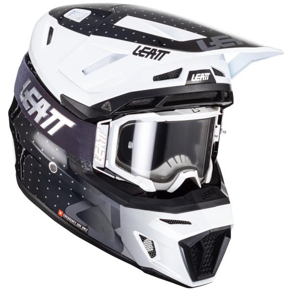 Leatt Kit Moto 8.5 V24 Black/White шлем кроссовый + Velocity 5.5 мотоочки Leatt Kit Moto 8.5 V24 Black/White шлем кроссовый + Velocity 5.5 мотоочки