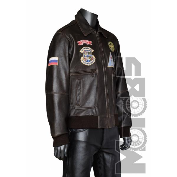 First M365BRN Бомбер кожаный без подкладки, коричневый, 4XL-6XL