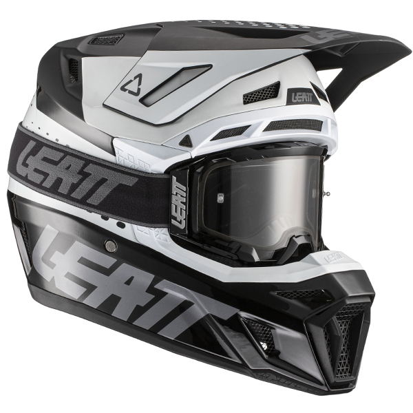 Leatt Kit Moto 8.5 V22 Black/White шлем кроссовый + Velocity 5.5 мотоочки