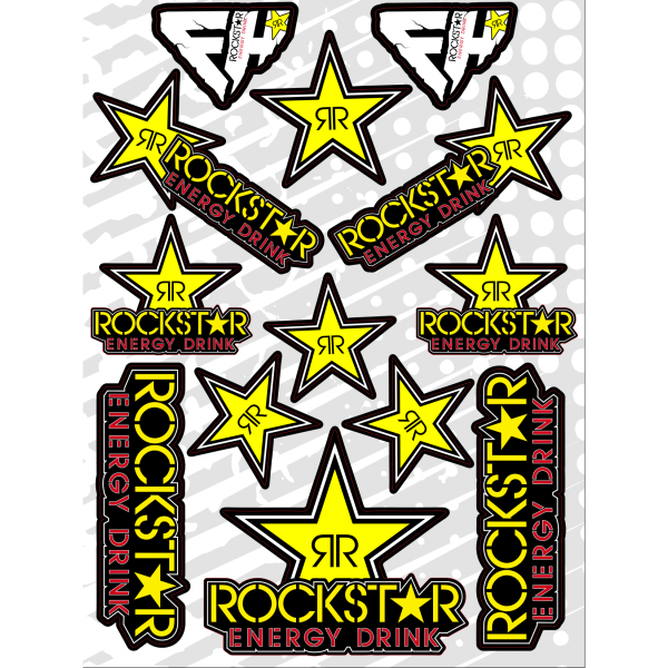 Набор наклеек А4 RockStar на светлом фоне Набор наклеек А4 RockStar на светлом фоне