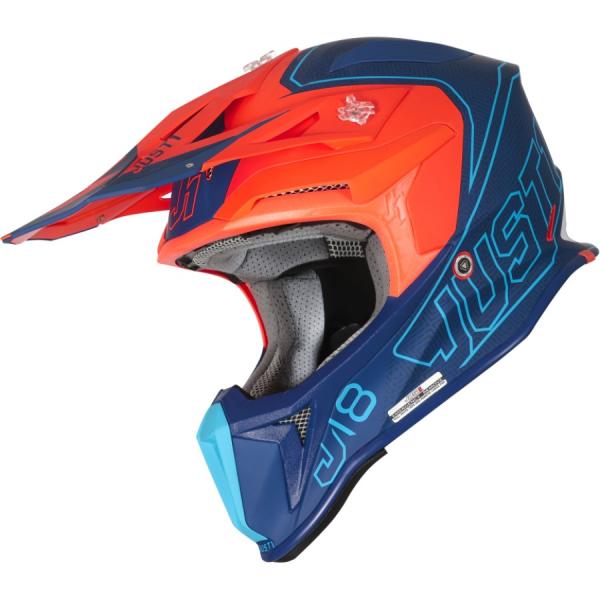 Just1 J18 Vertigo шлем кроссовый, сине-бело-оранжевый матовый