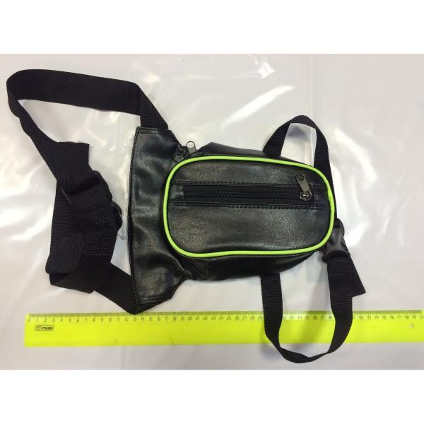 Мотокутюрье сумка на бедро, кожзам, черный