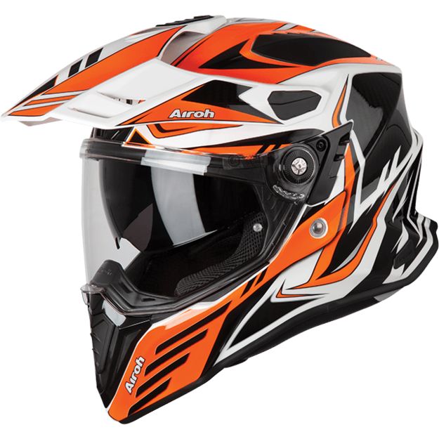Airoh Commander Carbon шлем эндуро, оранжево-бело-черный