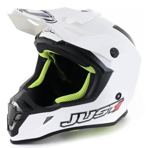 Just1 J38 Solid шлем кроссовый, белый глянцевый
