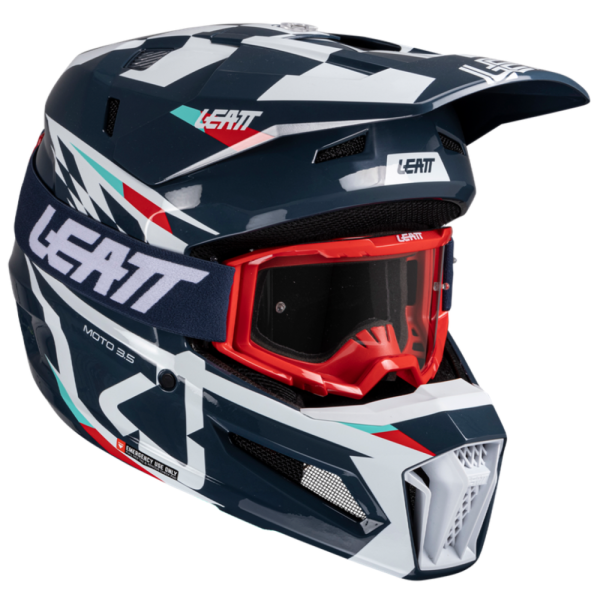 Leatt Kit Moto 3.5 V25 Blue шлем кроссовый + Vizion 3.5 мотоочки