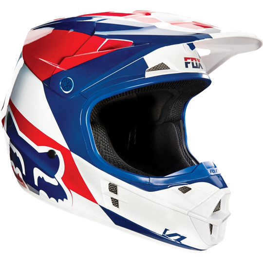 Fox Racing V1 Mako шлем кроссовый, сине-бело-красный