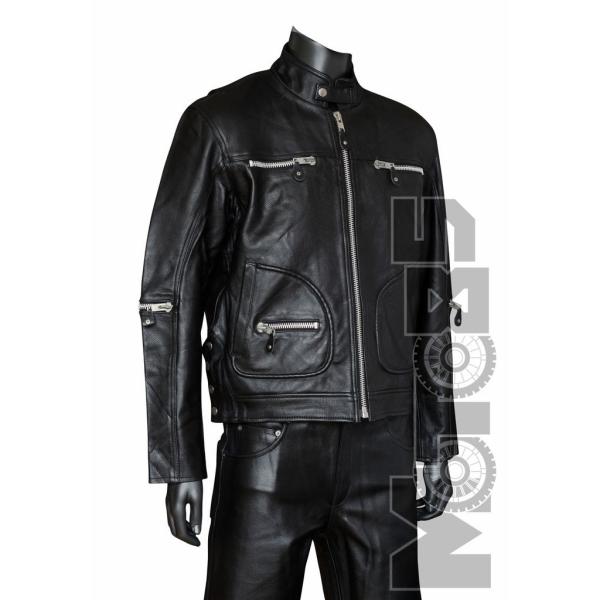 First M710CC Куртка кожаная с прямой молнией и клепками, 4XL-5XL