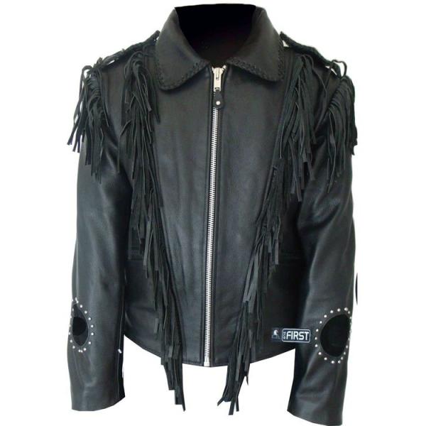 First M783 Куртка мужская кожаная с бахромой
