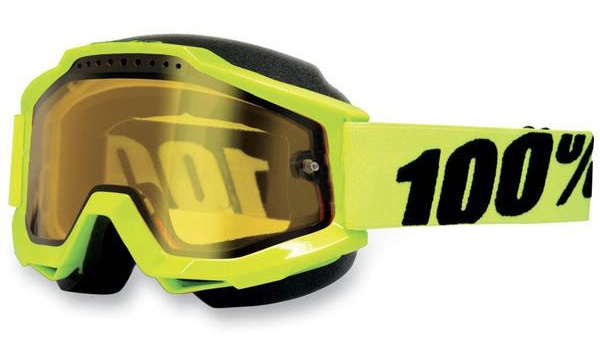 100% Accuri Snow Fluo/Yellow Vented Dual Lens w/Pins очки снегоходные, желтый
