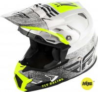 Fly Racing Toxin MIPS Embargo шлем кроссовый, бело-черно-салатовый
