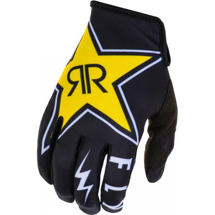 Fly Racing Lite Rockstar 2020 мотоперчатки, черно-бело-желтый