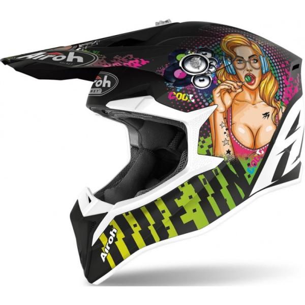 Airoh Wraap Pin Up шлем внедорожный, черно-бело-желтый
