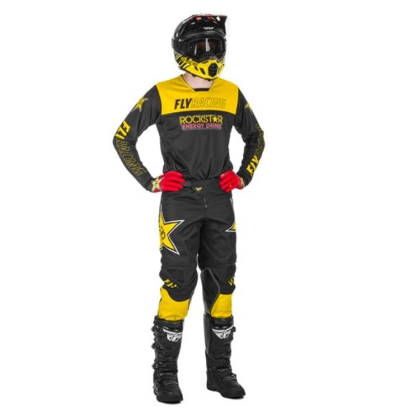 Fly Racing Kinetic Rockstar 2021 комплект, желто-черный Fly Racing Kinetic Rockstar 2021 комплект, желто-черный