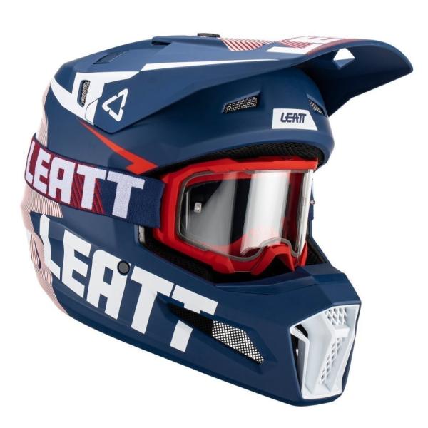 Leatt Kit Moto 3.5 Royal, шлем кроссовый + Velocity 4.5 мотоочки