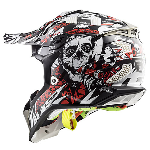 LS2 MX470 Subverter Voodoo шлем кроссовый, черно-бело-красный LS2 MX470 Subverter Voodoo шлем кроссовый, черно-бело-красный