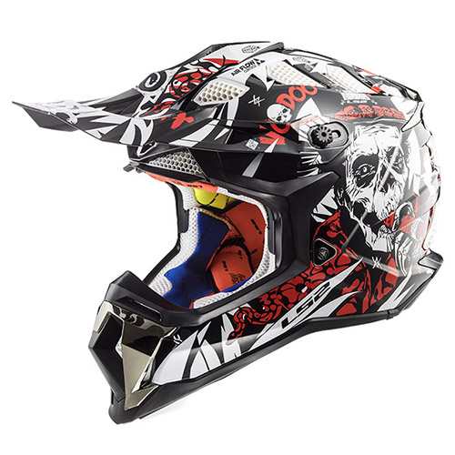 LS2 MX470 Subverter Voodoo шлем кроссовый, черно-бело-красный