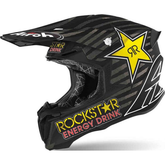 Airoh Twist 2.0 Rockstar Matt шлем внедорожный, черно-бело-желтый