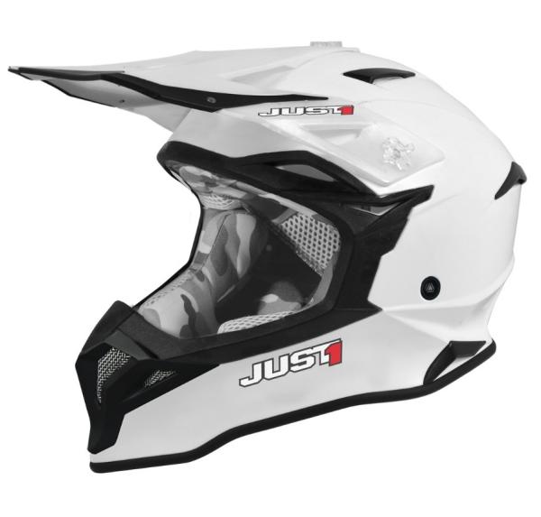 Just1 J39 Solid шлем кроссовый, белый глянцевый