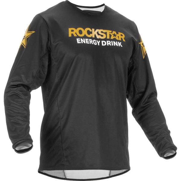 Fly Racing Kinetic Rockstar 2023, джерси черно-золотой Fly Racing Kinetic Rockstar 2023, джерси черно-золотой