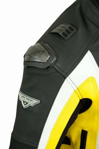 First Mach-2 YEL кожаная мотокуртка с защитой, черно-желтый