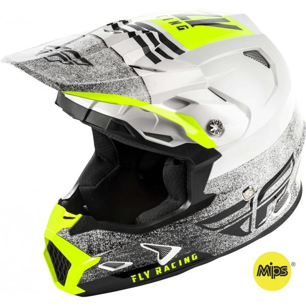 Fly Racing Toxin MIPS Embargo шлем кроссовый, бело-черно-салатовый Fly Racing Toxin MIPS Embargo шлем кроссовый, бело-черно-салатовый