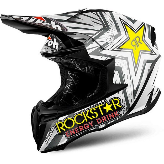 Airoh Twist Rockstar шлем внедорожный, бело-черно-желтый
