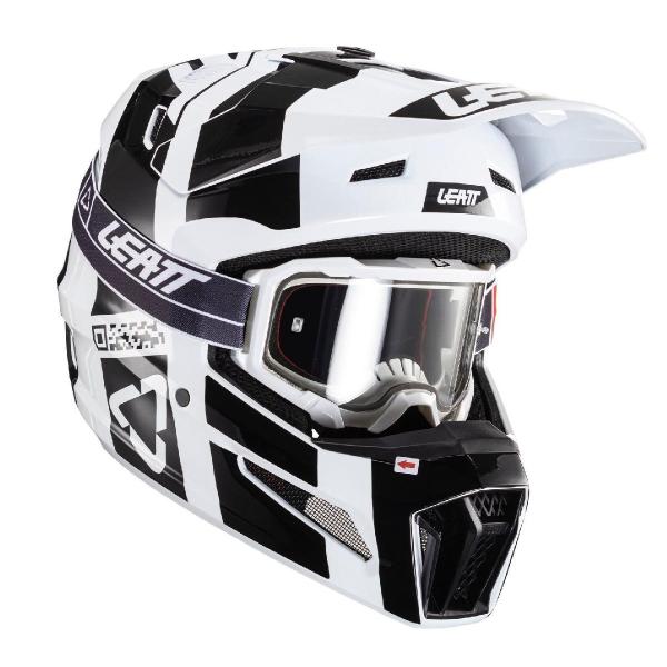 Leatt Kit Moto 3.5 Black/White 2024 шлем кроссовый + Velocity 4.5 мотоочки