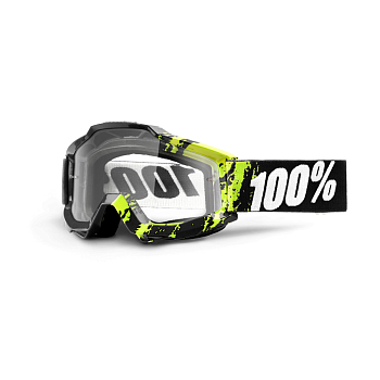 100% Accuri Slimy мотоочки, черно-салатовый, прозрачная линза