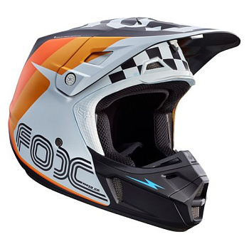 Fox Racing V2 Rohr White шлем кроссовый, бело-оранжево-голубой