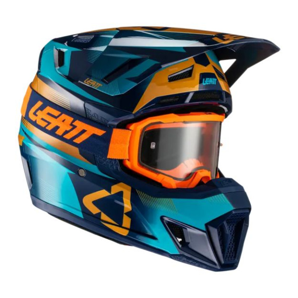 Leatt Kit Moto 7.5 V21 Blue шлем кроссовый + Velocity 4.5 мотоочки