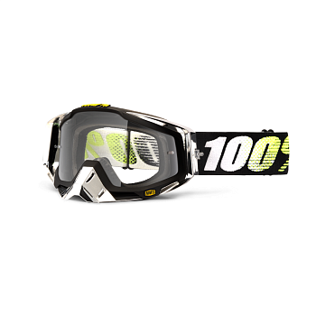 100% Racecraft T2 Clear Lens мотоочки, черно-бело-желтый, прозрачная линза