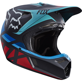 Fox Racing V3 Seca 2017 шлем кроссовый, черно-сине-красный