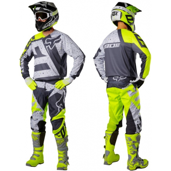 Fox Racing V2 Nirv шлем кроссовый, серо-желтый