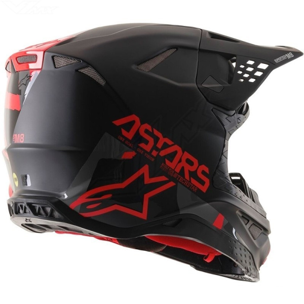 Alpinestars Supertech M8 Echo Black/Gray/Red Fluo Matte Glossy шлем кроссовый