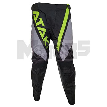 Ataki Impact мотоштаны, черно-серо-салатовый